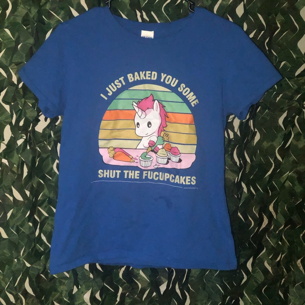 Blue Graphic Tee with Unicorn Print